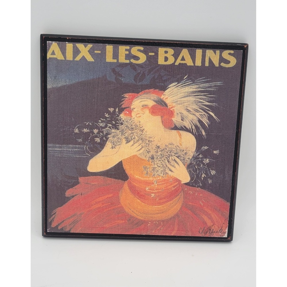French Cafe Wall Plaque Bistro Decor 6in Leonetto Cappiello Repro Aix-Les-Bains